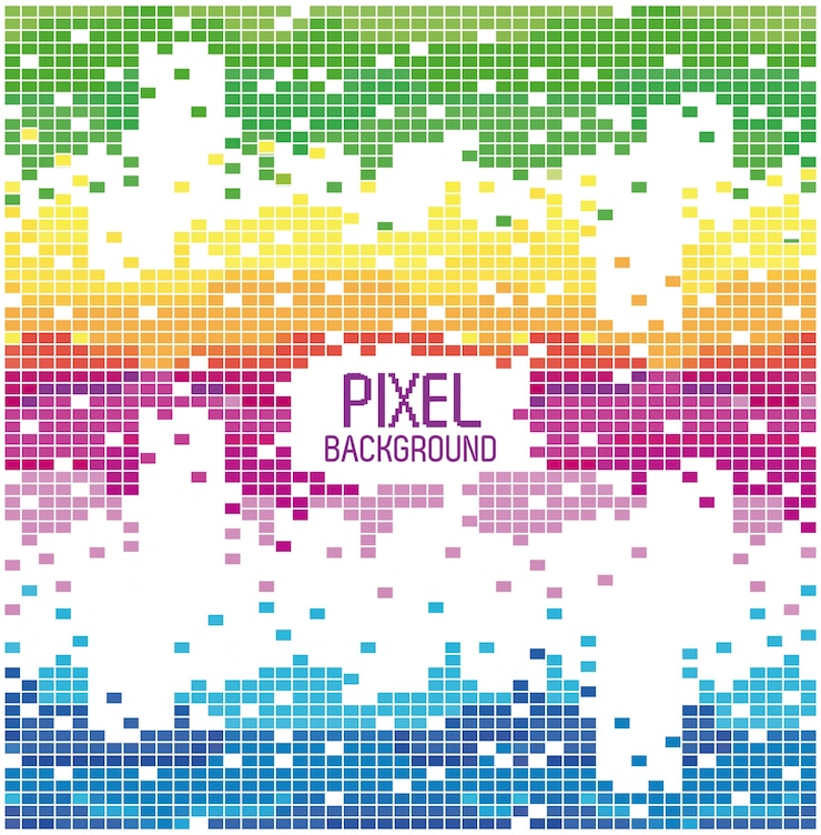 Vecteur texte de fond de pixel avec bleu jaune rouge et vert