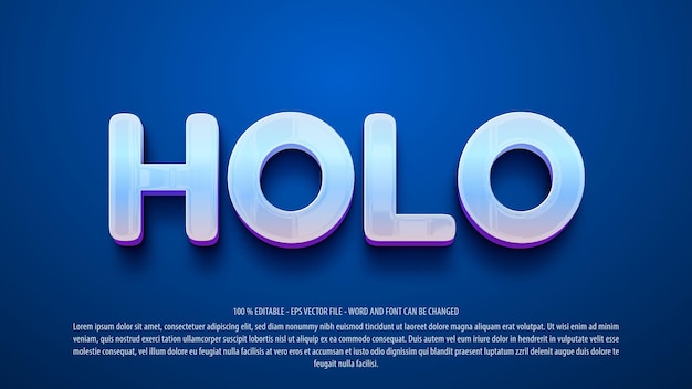 Vecteur texte holographique de style 3d éditable avec effet de texte hologramme vectoriel