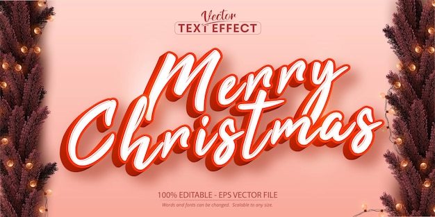 Texte de joyeux noël en style dessin animé avec effet de texte modifiable