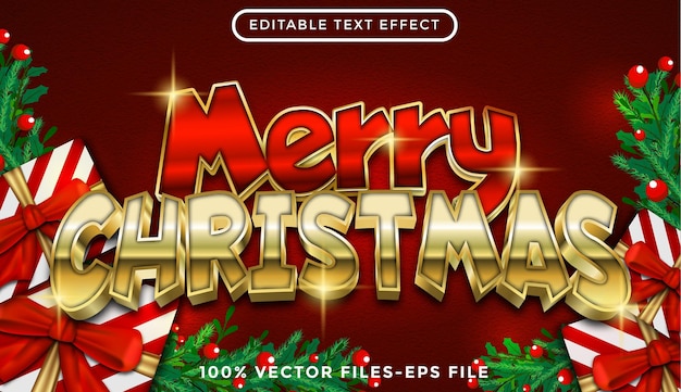 Texte De Joyeux Noël. Vecteurs Premium D'effet De Texte Modifiable