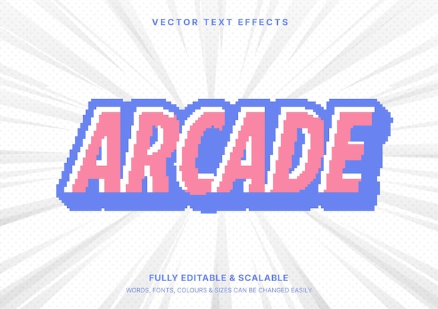 Texte modifiable d'arcade avec des effets de jeu 8 bits