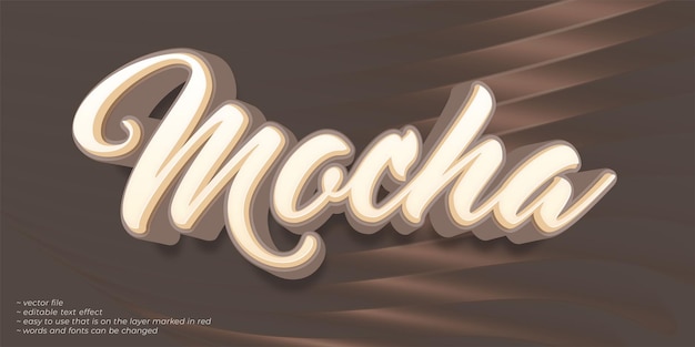 Vecteur texte moka effet de texte modifiable de style 3d