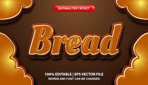 Texte de pain, modèle d'effet de texte modifiable, style de polices de chocolat