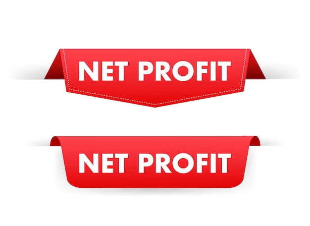 Vecteur texte de profit net sur le ruban rouge illustration de stock vectoriel