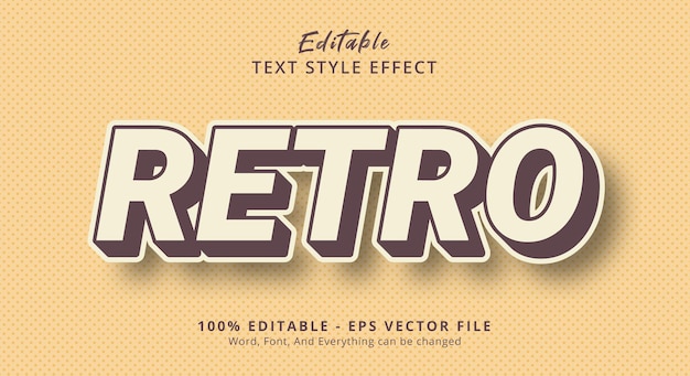 Texte Rétro Avec Effet De Style De Couleur Vintage, Effet De Texte Modifiable