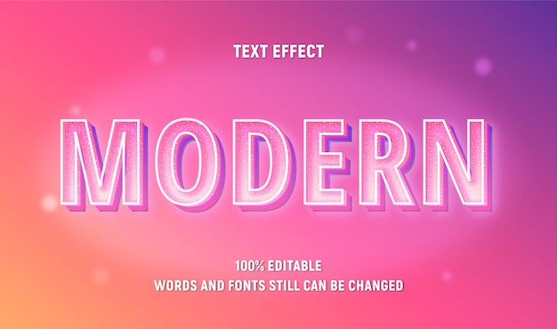 Vecteur texte rose modifiable sur moderne avec effet de dégradé.