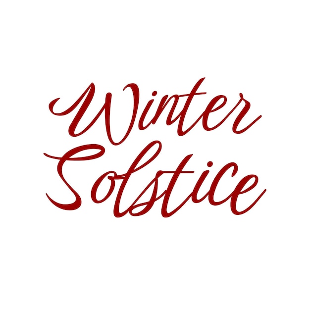 Vecteur texte rouge du jour du solstice d'hiver sur fond blanc