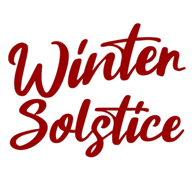 Vecteur texte rouge du jour du solstice d'hiver sur fond blanc