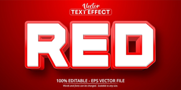 Texte Rouge, Effet De Texte Modifiable De Style Dessin Animé