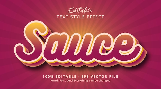 Texte De Sauce Sur Un Effet De Style De Couleur Appétissant, Effet De Texte Modifiable