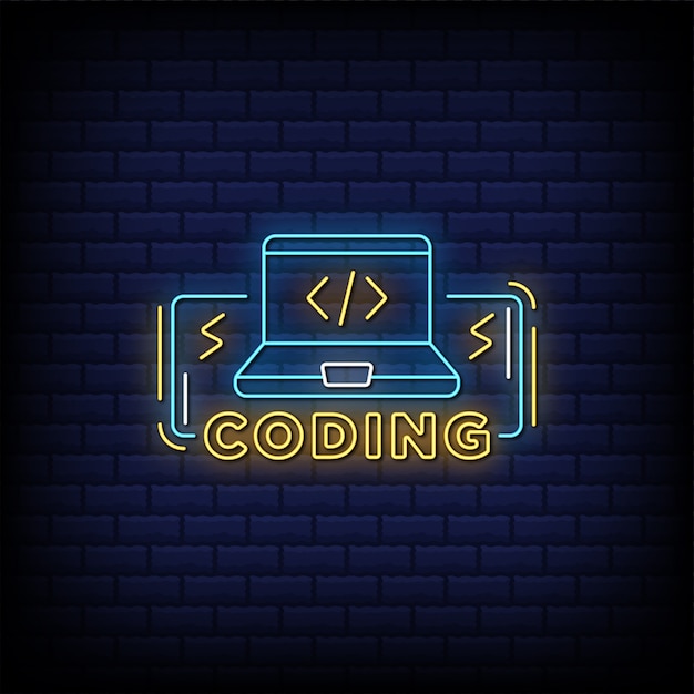 Texte De Style D'enseignes Au Néon De Codage Html