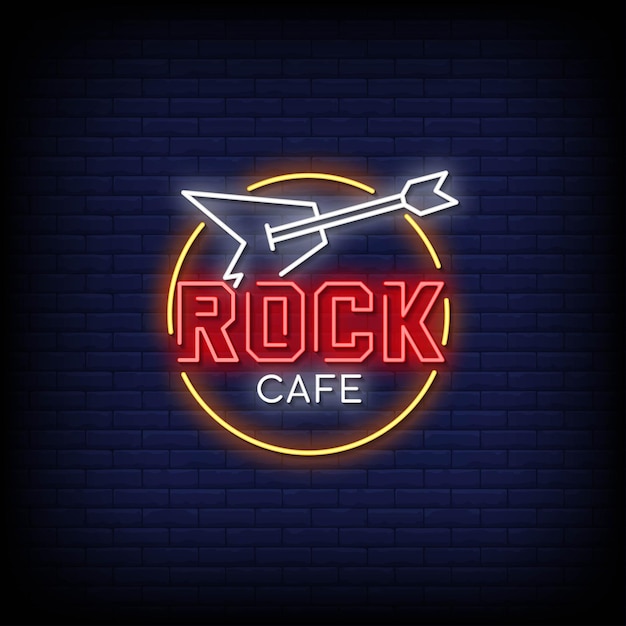 Texte De Style D'enseignes Au Néon Rock Cafe