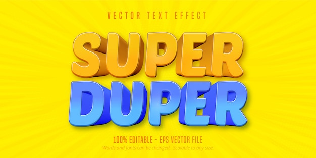 Texte Super Duper, Effet De Texte Modifiable De Style Dessin Animé