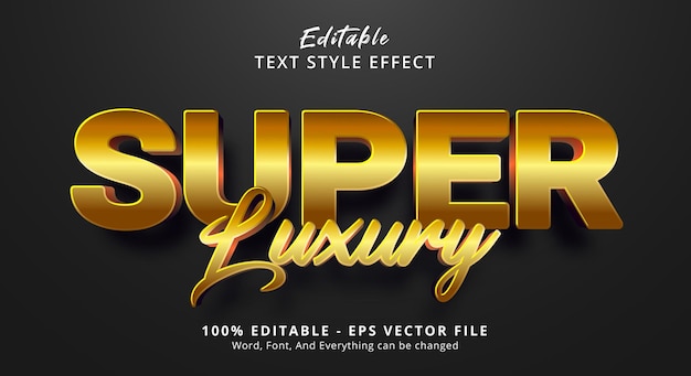 Vecteur texte super luxe avec texte modifiable d'effet de style de couleur dorée