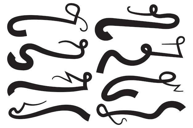 Texte Tails swishes Signage de baseball Éléments de texte typographiques swooshes bouclés