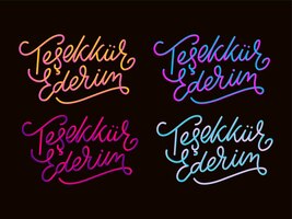 Texte en turc merci lettrage illustration à l'encre calligraphie au pinceau moderne isolé sur blanc