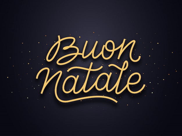 Texte De Typographie Buon Natale. Carte De Vecteur De Noël