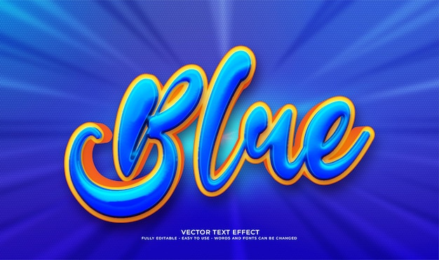 Vecteur texte vectoriel bleu avec effet de style 3d