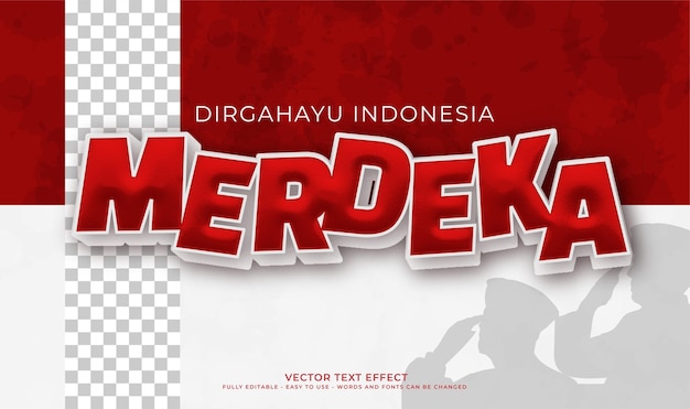 Vecteur texte vectoriel merdeka avec effet de style 3d