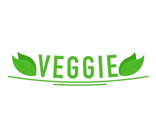 Vecteur texte vert avec le mot légume orné de deux feuilles alimentation saine et vecteur alimentaire biologique