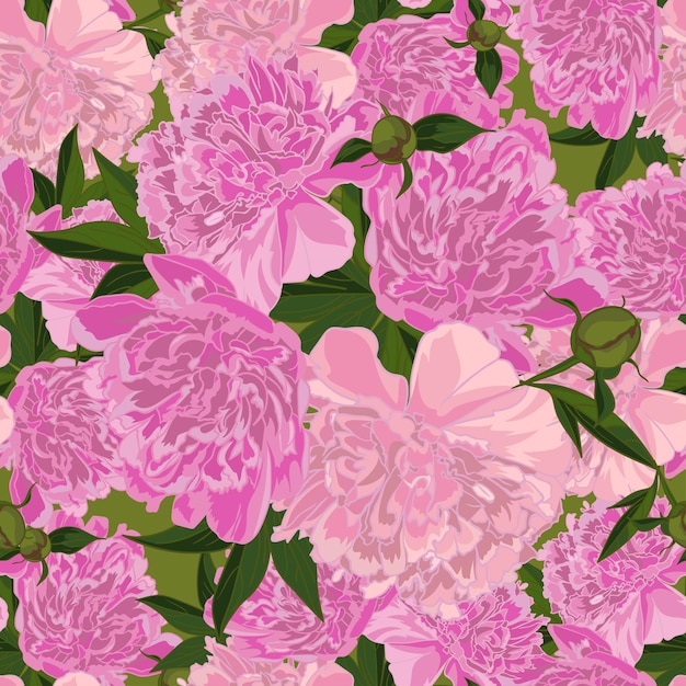 Vecteur texture abstraite avec pivoine rose dans un style réaliste