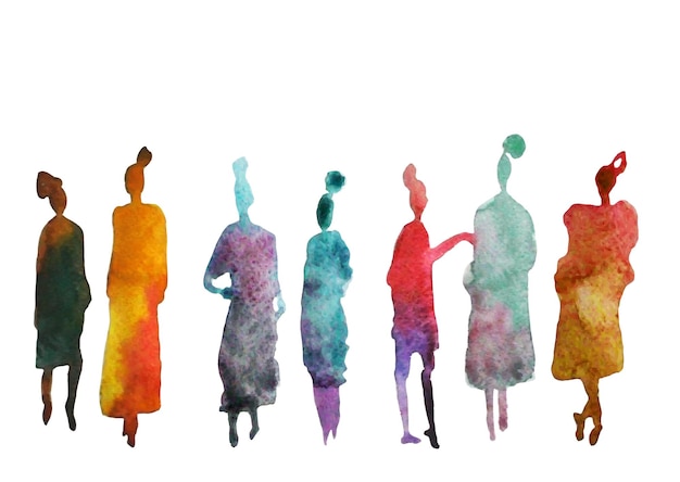 Texture Aquarelle Avec Des Silhouettes Féminines Colorées