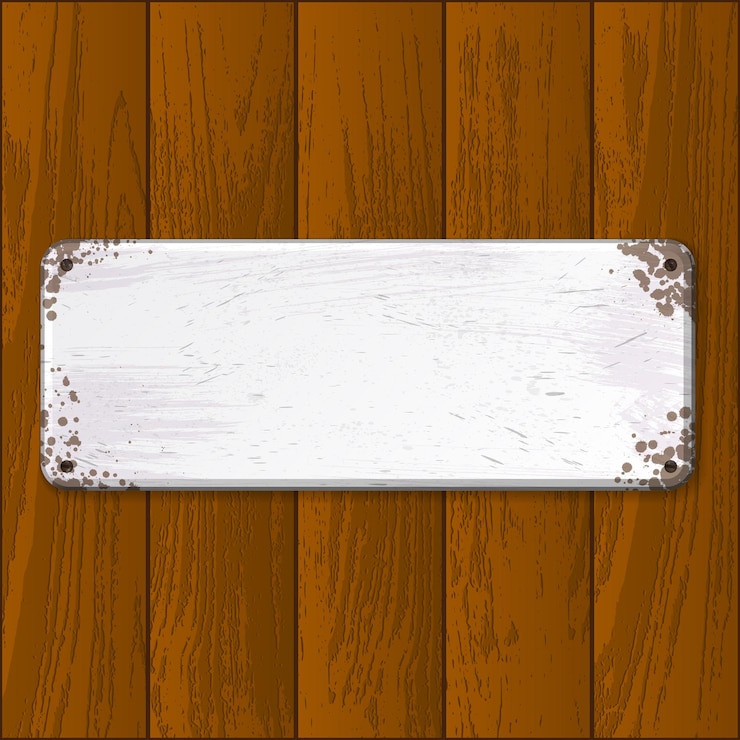 Vecteur texture en bois marron avec plaque signalétique