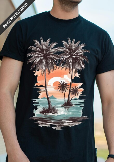 Texture classique Vintage print de plage d'été T-shirt design avec palmier