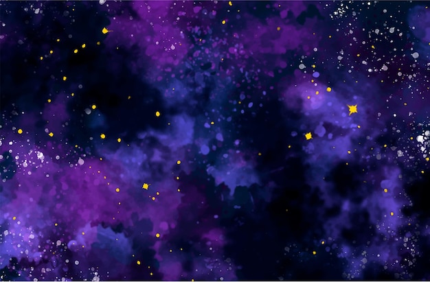 Texture cosmique aquarelle peinte à la main avec des étoiles Illustration vectorielle de galaxie ciel étoilé de l'espace