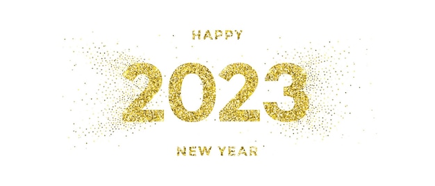 Texture de fond Happy New Year 2023 avec feux d'artifice scintillants