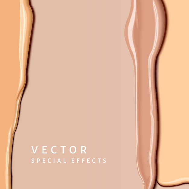 Texture de frottis de fond de teint, gros plan sur différentes crèmes de teint à usage cosmétique en illustration 3d