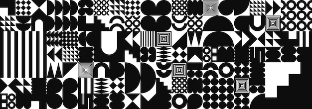 Texture géométrique brutaliste avec des formes simples symboles éléments primitifs et formes design rétro