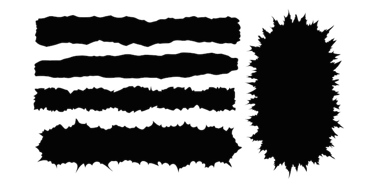 Vecteur texture grunge noire set de vecteurs isolés en papier déchiré