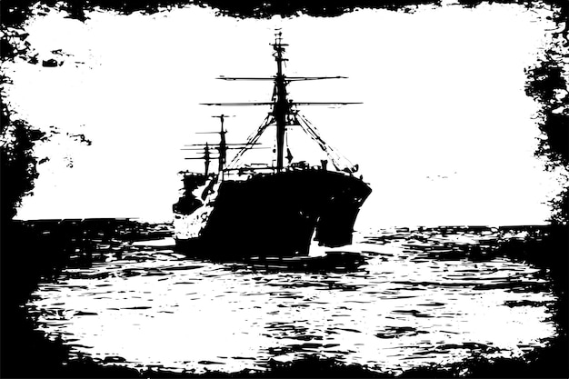 Vecteur texture grungy de navire noir sur fond blanc illustration vectorielle texture noir et blanc
