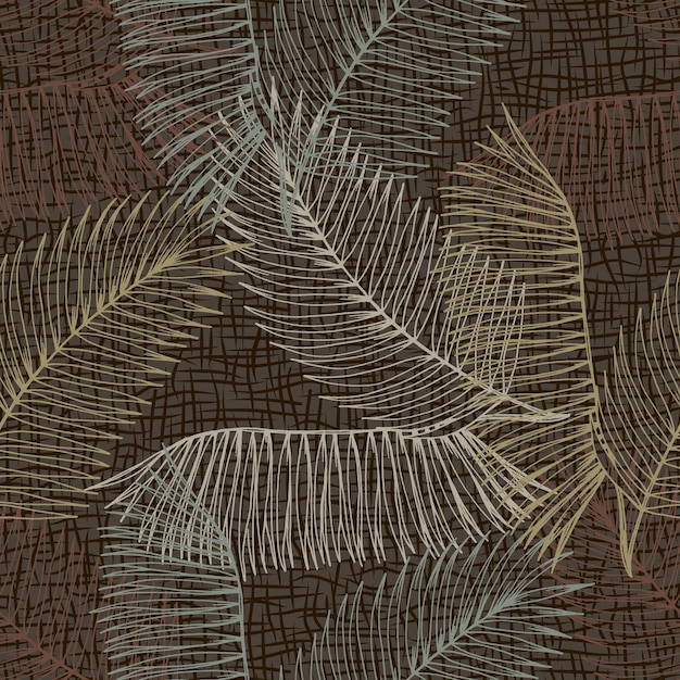 Vecteur texture de motif sans couture de palmier hawaïen dessin d'illustration dessin à la main motif tropical avec palmier papier peint textile emballage