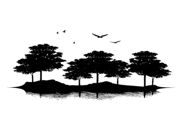 Vecteur texture noire d'un beau paysage sur un fond blanc pur illustration vectorielle de recouvrement d'arrière-plan