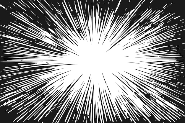 Texture noire et blanche affligée avec des rayons de soleil rayonnés grunge arrière-plan vintage