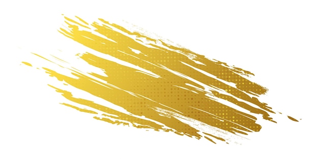 Texture de pinceau doré avec effet de demi-ton isolé sur fond blanc Illustration de traits de pinceaux pour affiche de bannière ou d'athlétisme Éléments de rayures et de texture pour la conception
