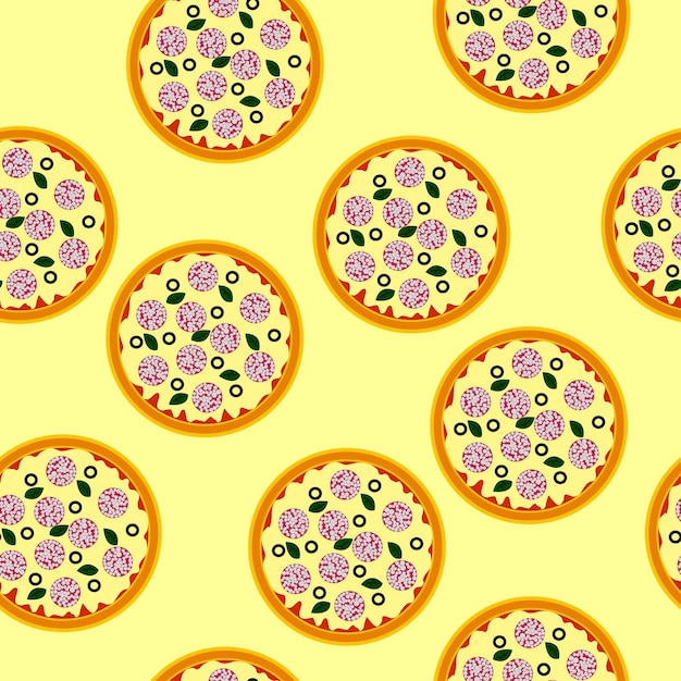 Texture de pizza de dessin animé coloré sans soudure