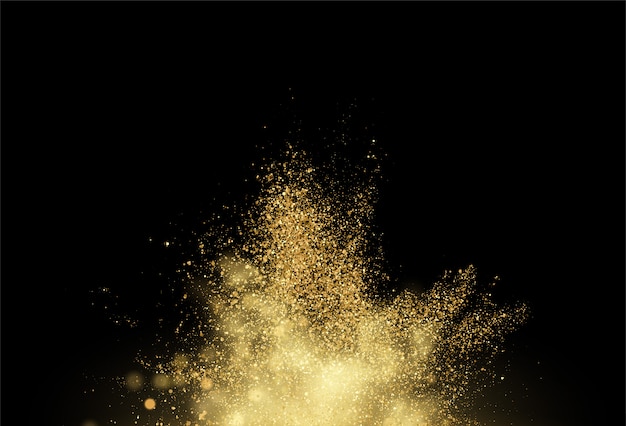 Vecteur texture de poussière de paillettes d'or. élément de design or explosion granuleuse abstrait.