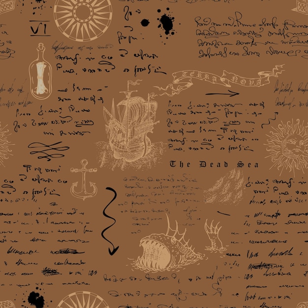 texture transparente dans le style d'un enregistrement nautique médiéval de la gravure du journal du capitaine