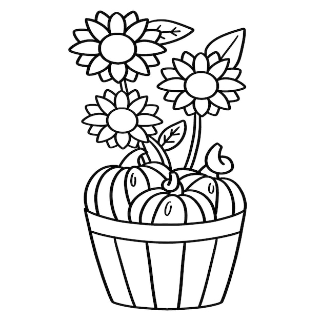 Thanksgiving Citrouille Tournesol Coloriage Isolé