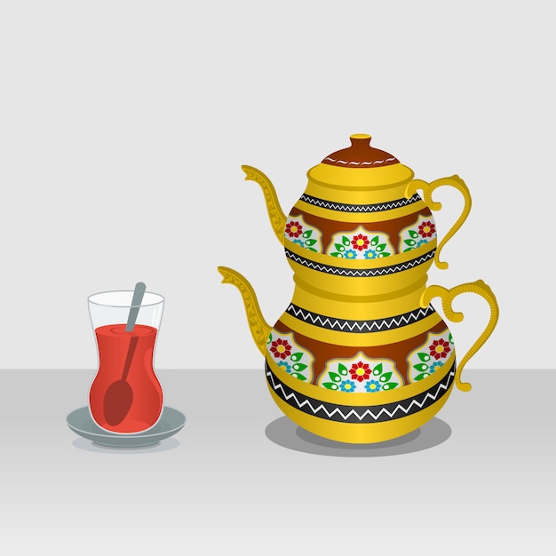 Vecteur thé turc éditable