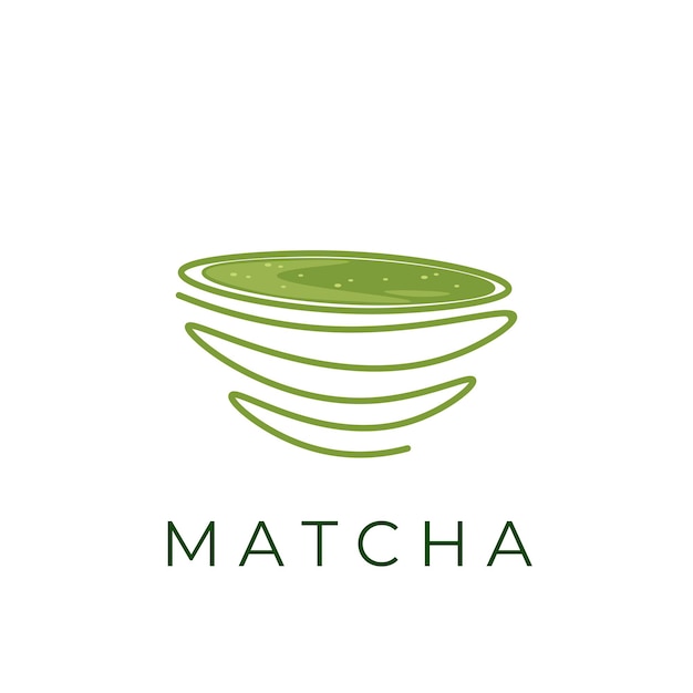 Thé Vert Matcha Illustration Logo Dessin Au Trait