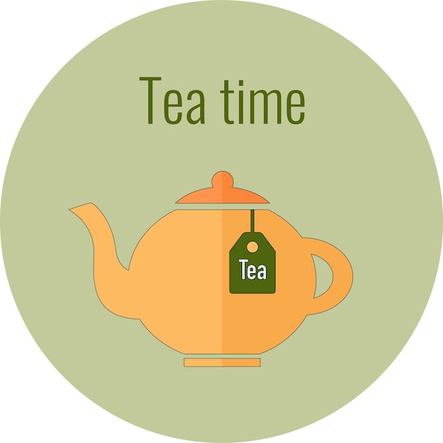 Vecteur théière et le texte tea time