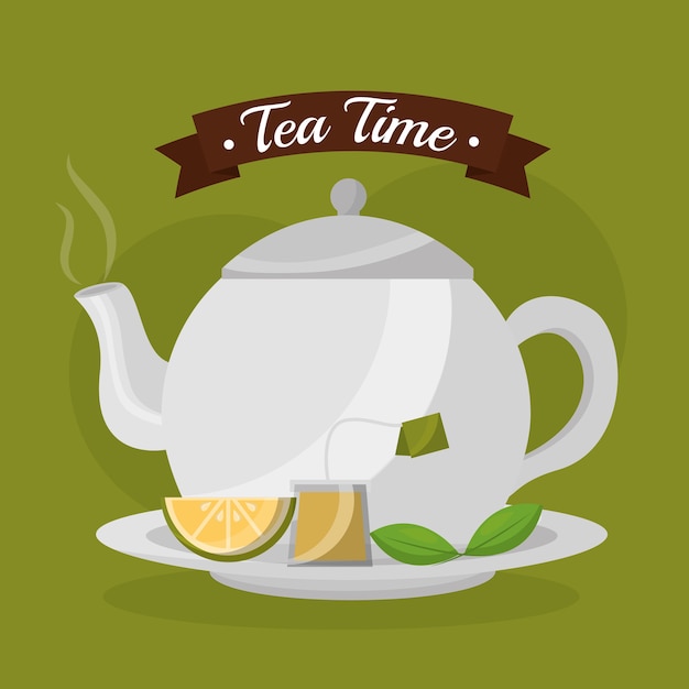 théière tranche thé au citron et feuilles de menthe fraîche