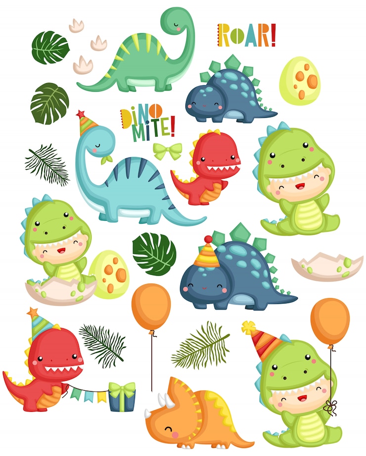 Vecteur thème d&#39;anniversaire de dinosaure