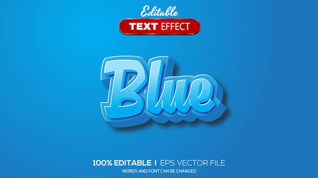 Thème Bleu à Effet De Texte Modifiable 3d