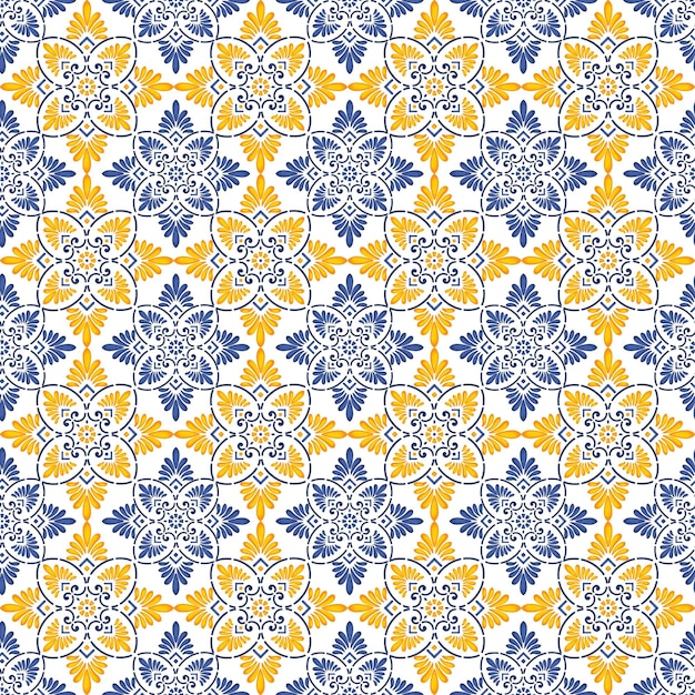 Thème bleu et jaune motif méditerranéen