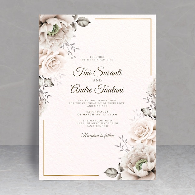 Thème De Carte De Mariage Floral élégant
